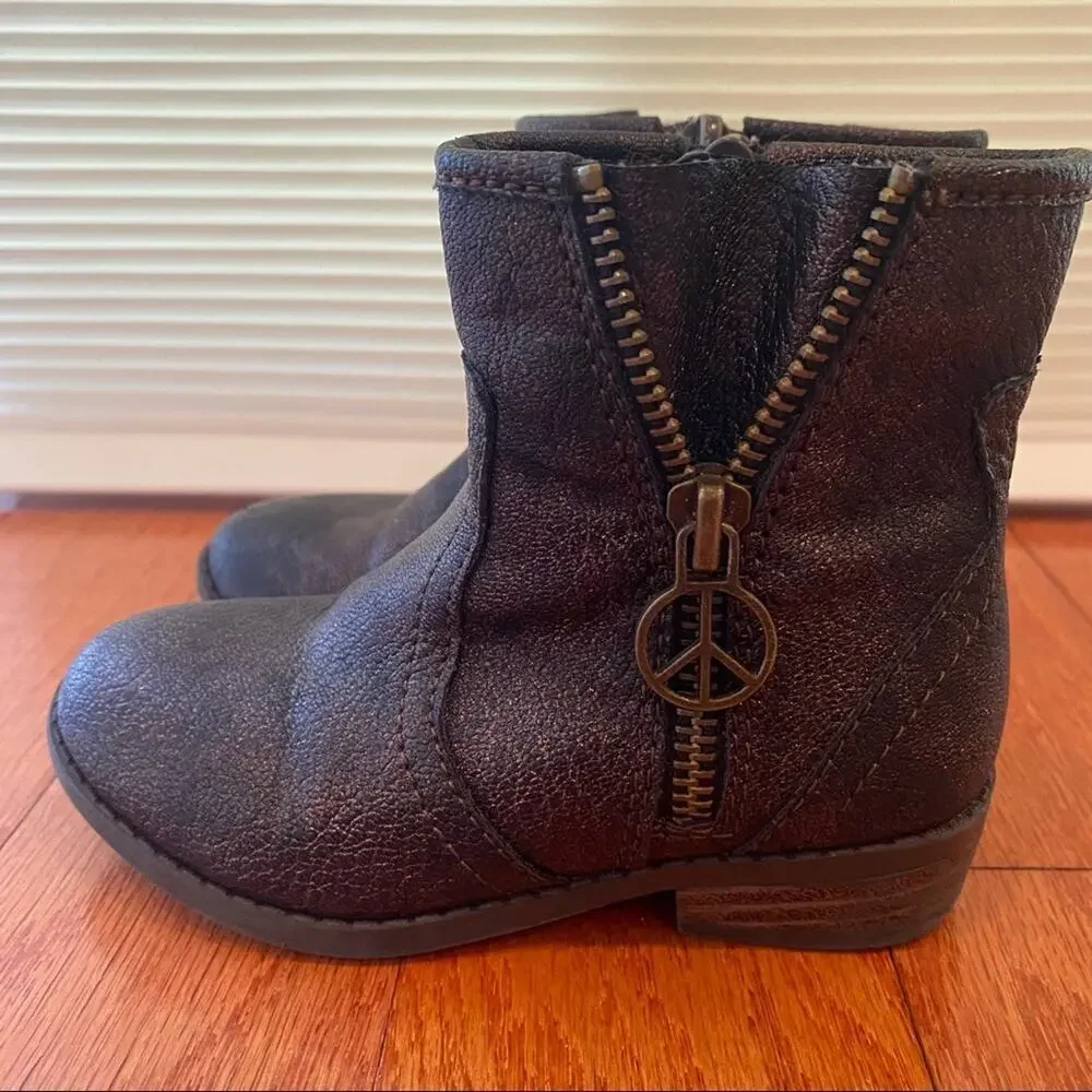 Steve Madden Booties Sz 8 Peace Sign Zipper Boots Fall Boots Girls
